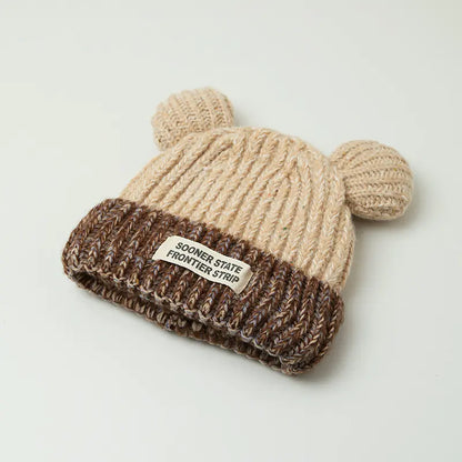 Women's Mixed Color Knitted Earmuffs Hat for Winter