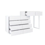 Extended Desktop 10 Drawers Chest Of Drawer Without Handle White Color Vanity