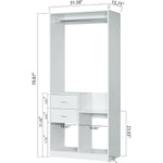 302 Freestanding Closet System 71"H Closet System with Drawers, Wooden Wardrobe Closet Organizer System with Closet Drawers, clothes organizer Clothing Racks for Hanging Clothes with Closet Shelves Wall Mounted, White