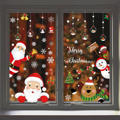Christmas Static Window Stickers - Snowflakes & Santa Decor
