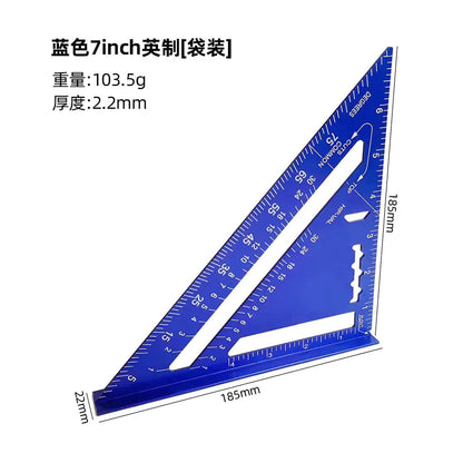 7-Inch Aluminum Metric Angle Ruler with Black Finish