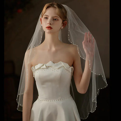 V737 New Wave Edge Veil with Beaded Bridal Headpiece