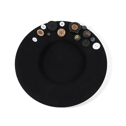 "Personalized Yupi Wool Beret with Colorful Buttons"