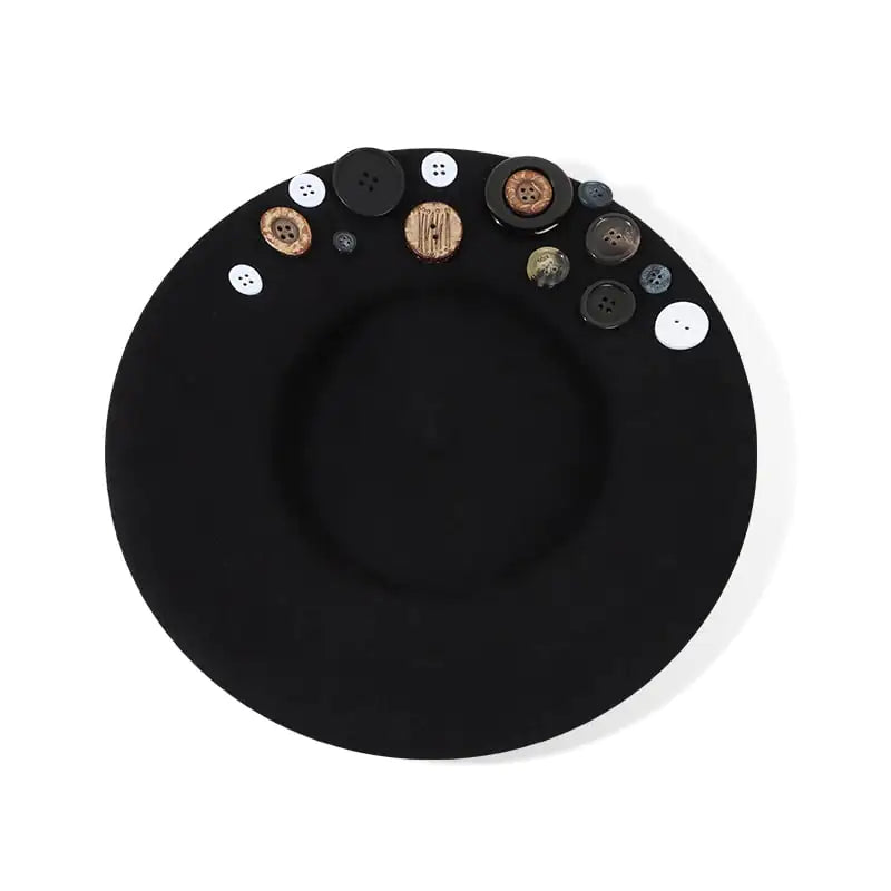 "Personalized Yupi Wool Beret with Colorful Buttons"