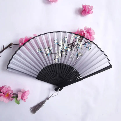 Traditional Chinese Women's Folding Bamboo Silk Fan