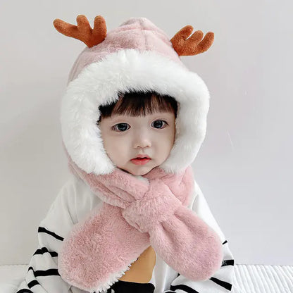 Soft Cartoon Winter Hat and Scarf Set for Kids