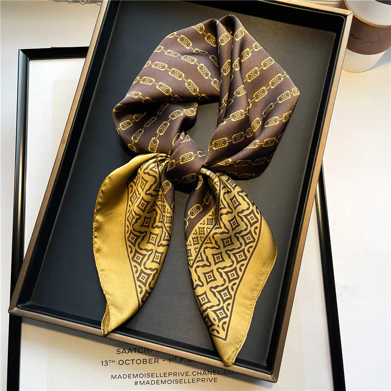 Luxury Floral Letter Scarf 70cm Silk for Professionals