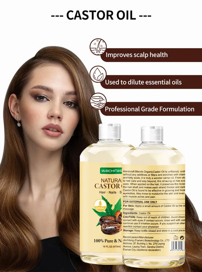 Hair Eyelash Eyebrow Castor Oil - 16 Oz / 473ml Cold Pressed