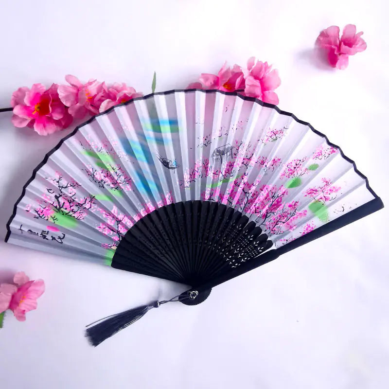 Traditional Chinese Women's Folding Bamboo Silk Fan