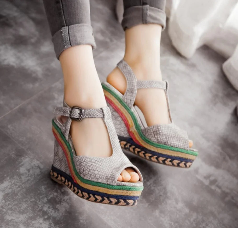 Thick-Soled Women's High Heel Wedge Sandals