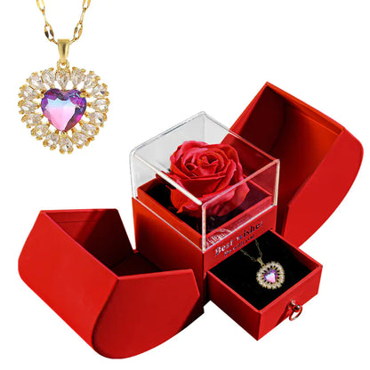 Amazon Preserved Flower Jewelry Box with Necklace