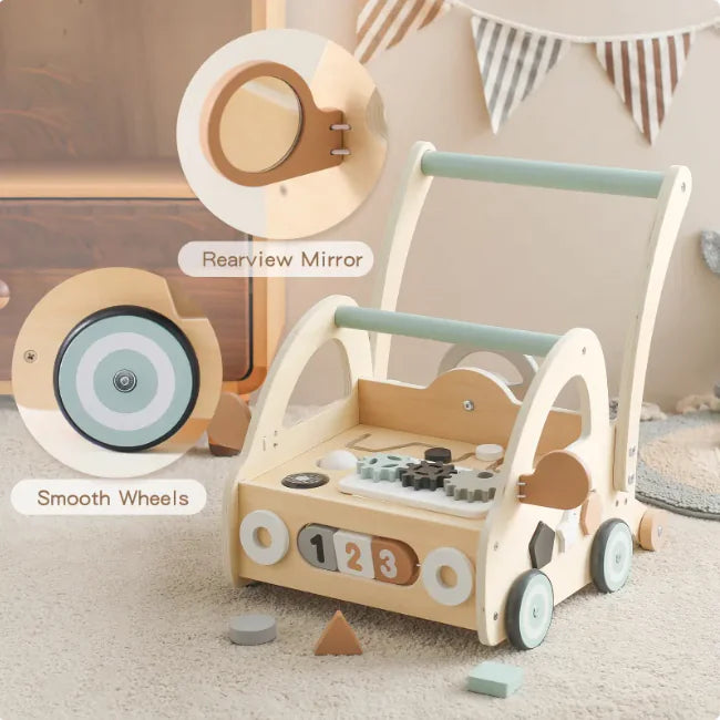 Children's Wooden Puzzle Multi-functional Walker for Toddlers