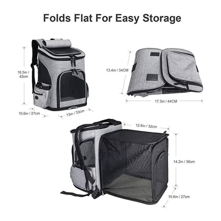 Portable Expandable Pet Backpack for Cats and Dogs