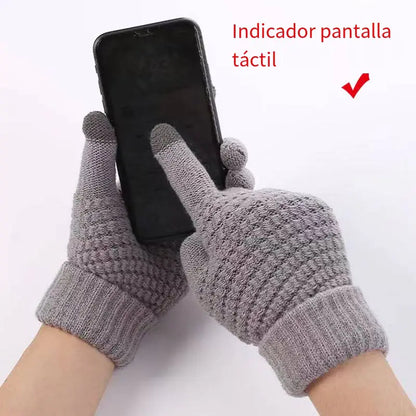 Velvet Touch Screen Knitted Gloves for Women