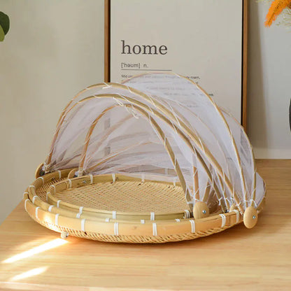 Bamboo Food Cover and Drain Basket for Kitchen Use