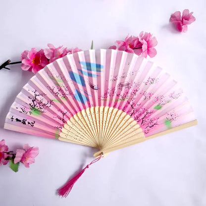 Traditional Chinese Women's Folding Bamboo Silk Fan