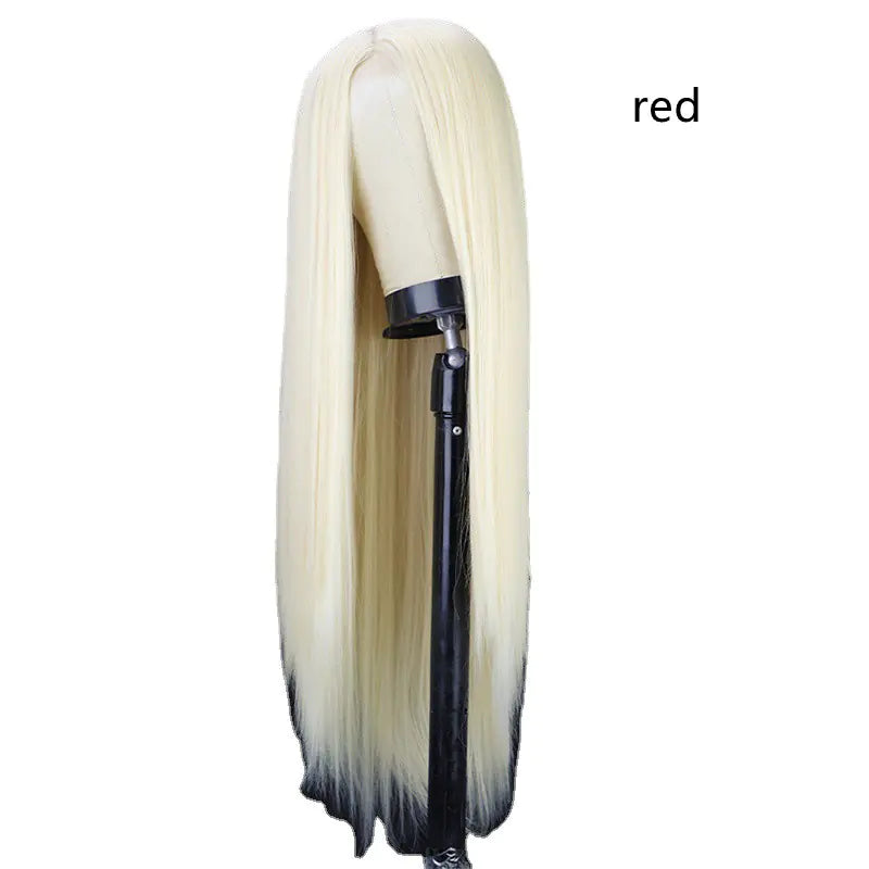 Natural Black Long Straight Headgear with Non-Marking Fiber