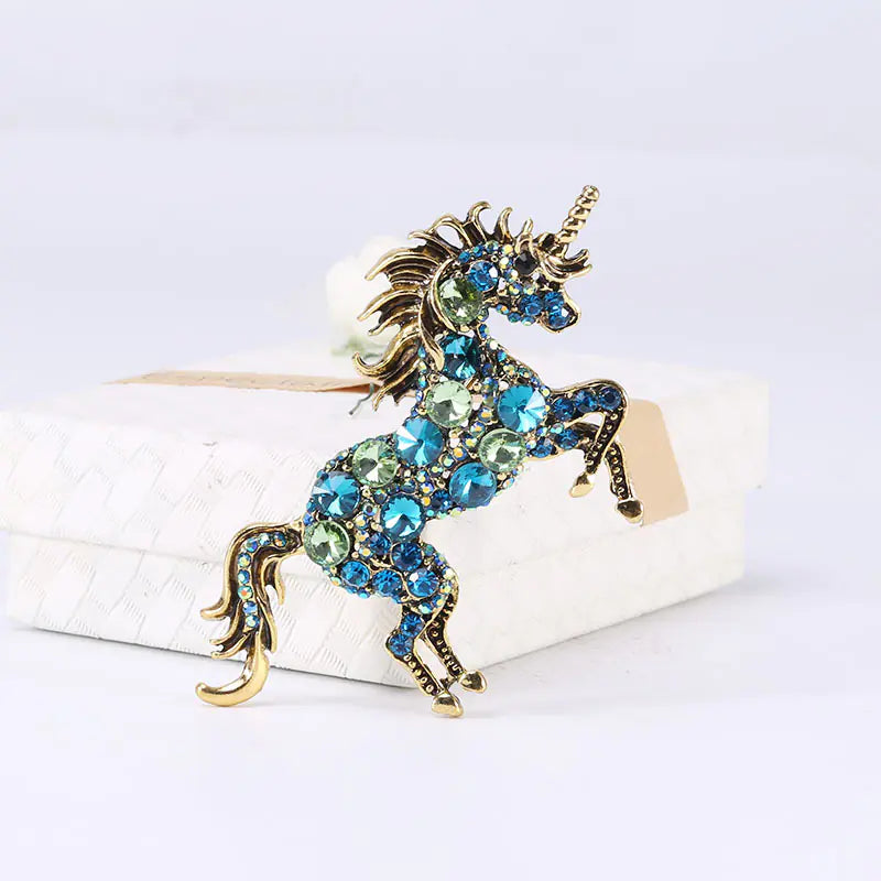 Stylish Korean Unicorn Brooch with Rhinestones (2 Colors)