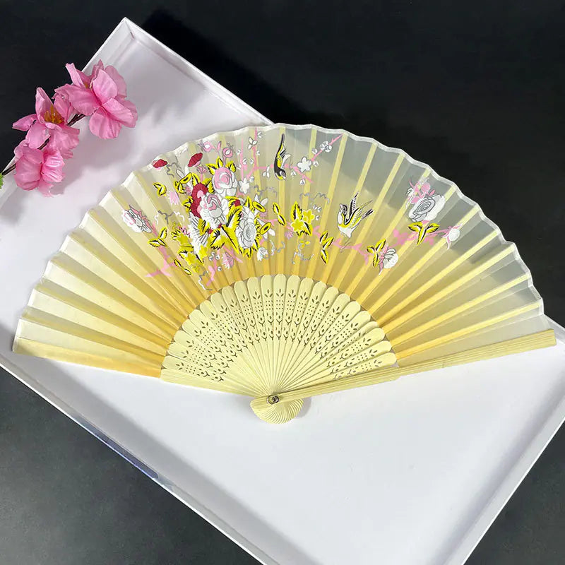 Traditional Chinese Women's Folding Bamboo Silk Fan