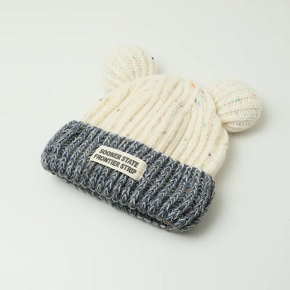 Women's Mixed Color Knitted Earmuffs Hat for Winter