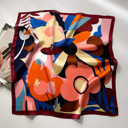 Luxury Floral Letter Scarf 70cm Silk for Professionals