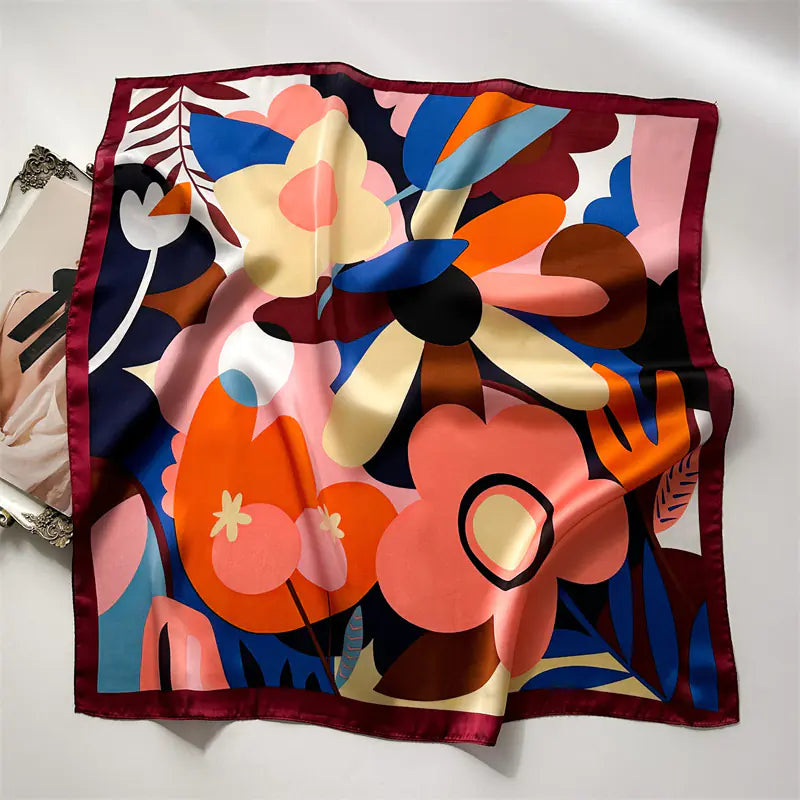 Luxury Floral Letter Scarf 70cm Silk for Professionals