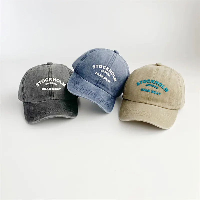 Retro Letter Baseball Caps for Kids - Spring/Summer
