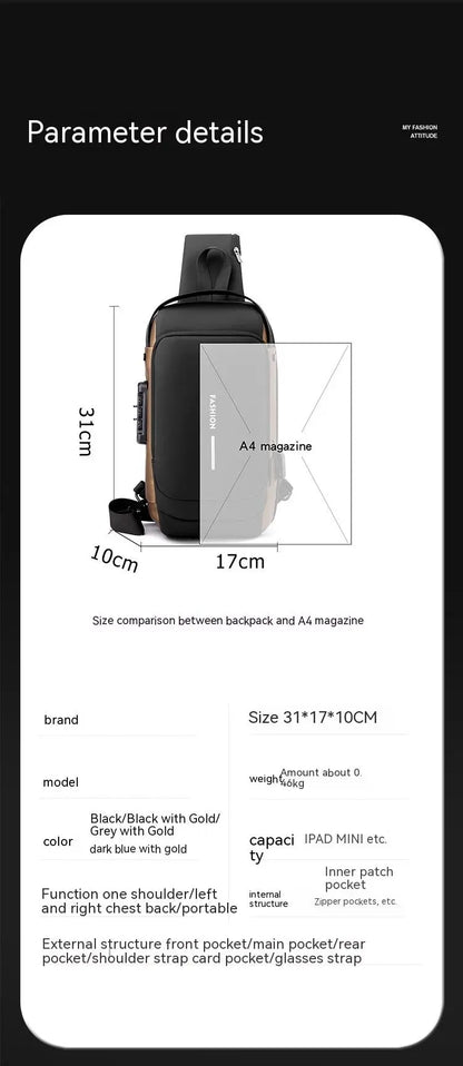 Men's Anti-theft Motorcycle Chest Bag