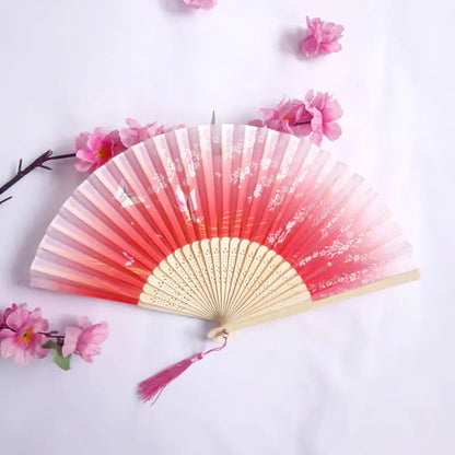 Traditional Chinese Women's Folding Bamboo Silk Fan
