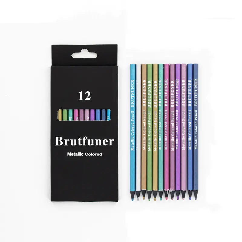 12 Colors Metallic Colored Pencils Art Supplies Set