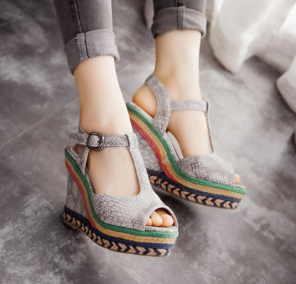 Thick-Soled Women's High Heel Wedge Sandals