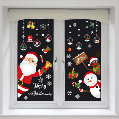 Christmas Static Window Stickers - Snowflakes & Santa Decor
