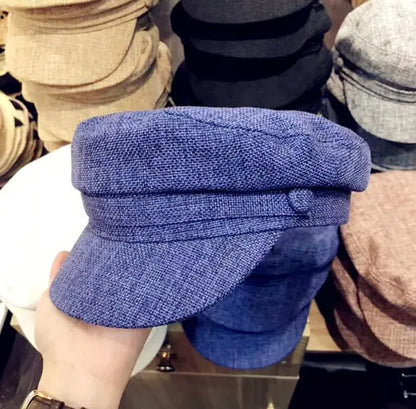 Navy Thin Linen Hat for Women's Fashion