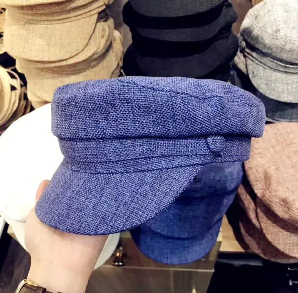Navy Thin Linen Hat for Women's Fashion