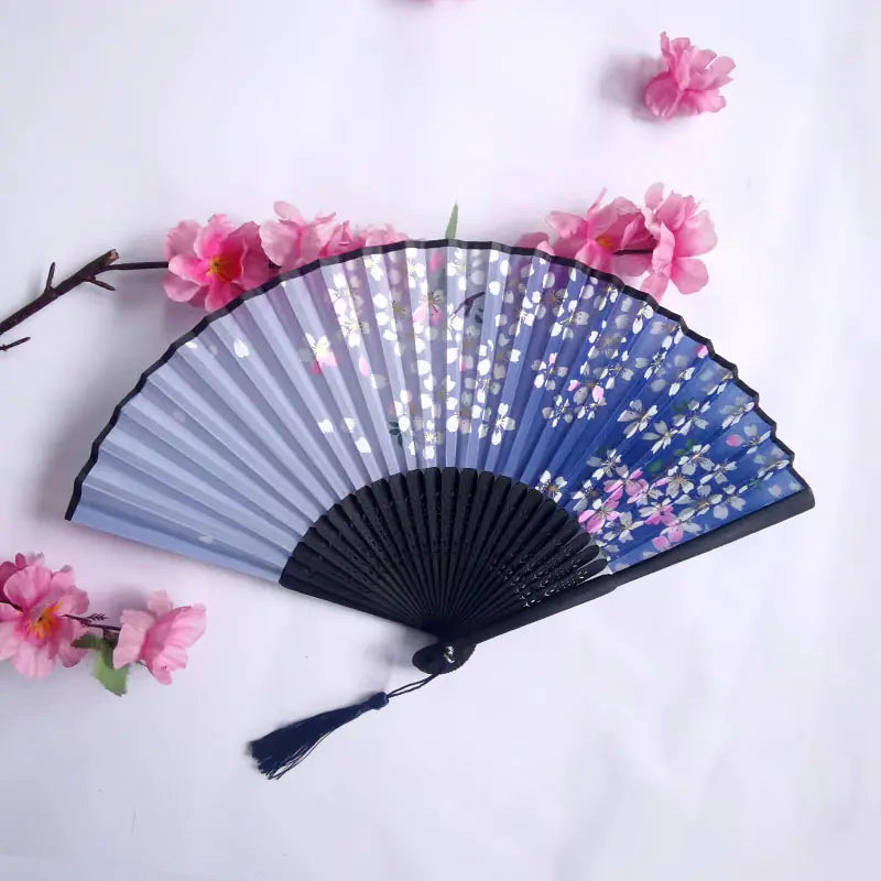Traditional Chinese Women's Folding Bamboo Silk Fan