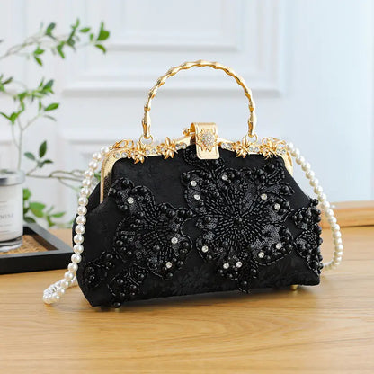 Pearl Embroidered Banquet Handbag