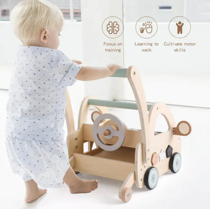 Children's Wooden Puzzle Multi-functional Walker for Toddlers