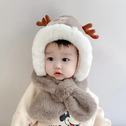 Soft Cartoon Winter Hat and Scarf Set for Kids