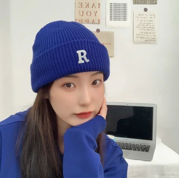 Casual Woolen Hat with Letter Design for Women