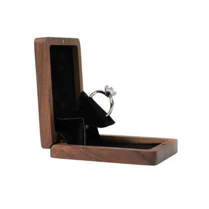 Rotating Display Ring Box in Black Walnut Wood
