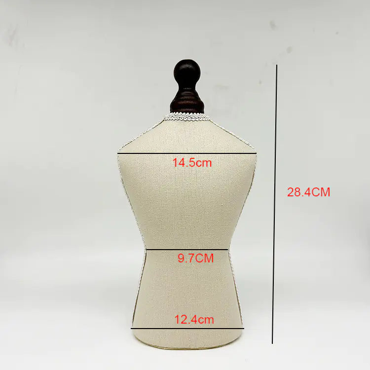 Solid Wood Necklace Display Stand with Burlap (Vintage)