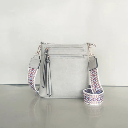 Multi-Zipper Vertical Shoulder Bag