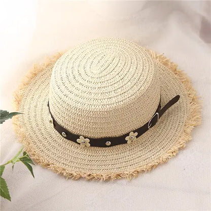 Summer Women's Straw Hat with Decorative Rope Detail