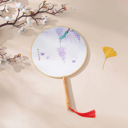 Personalized Embroidered Round Fan Custom Design