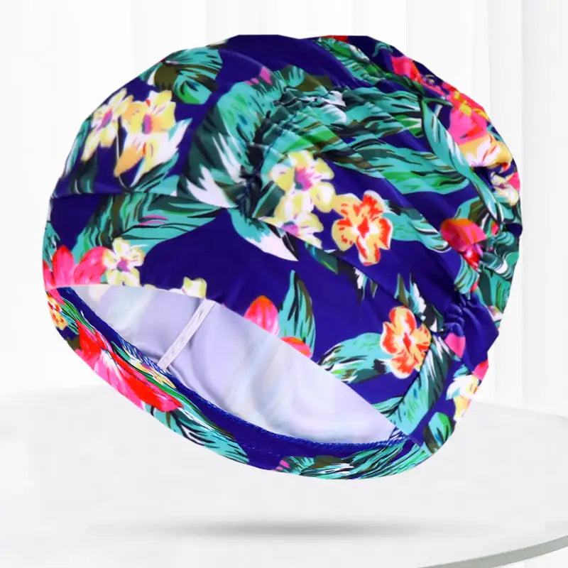 Pleated Swim Cap for Adults - Cute Print & Solid Color