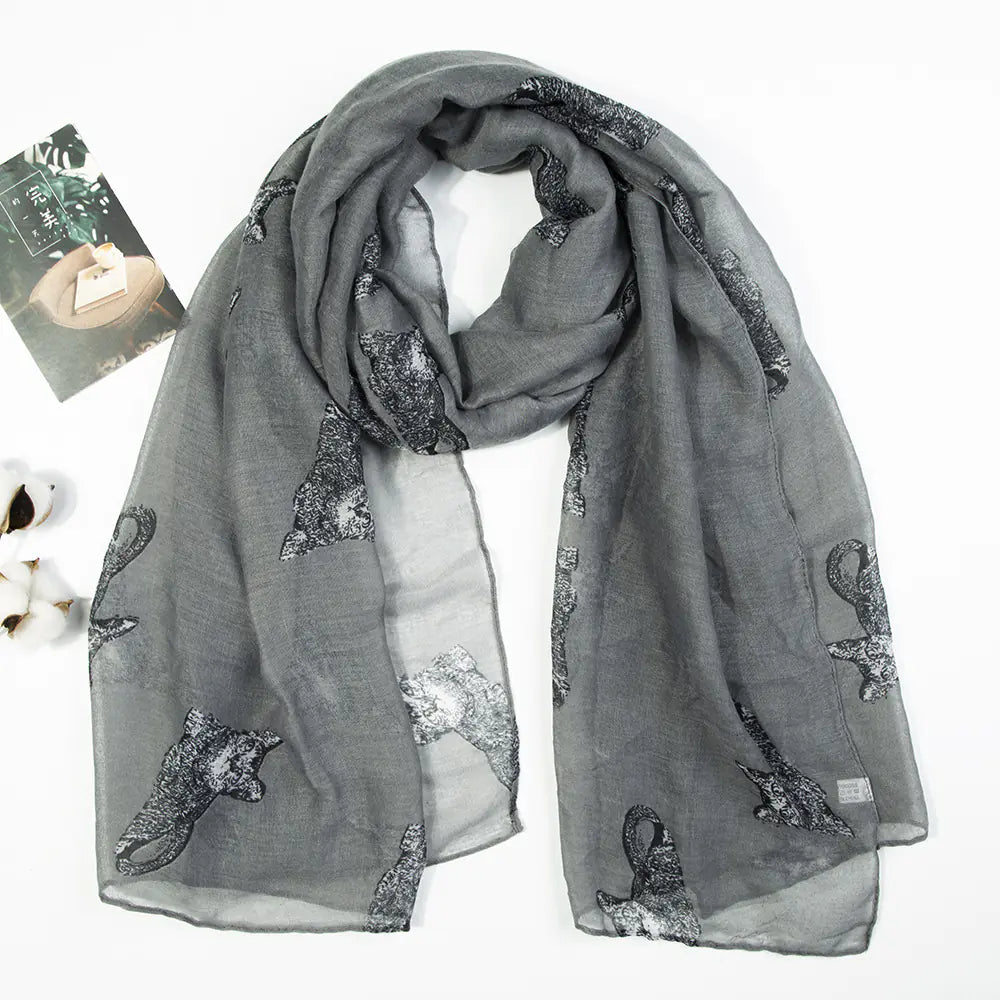 Bali Scarf with Persian Cat Print, Beach Sun Protection