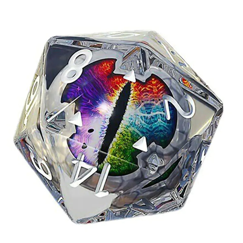 Colorful Dragon Eye Crystal Dice Set with Polygonal Design