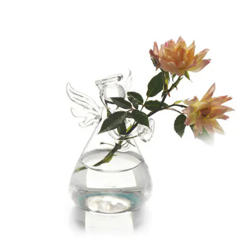 Crystal Clear Glass Angel Vase for Home Decor