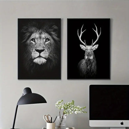 Set of 3 Animal Canvas Prints for Home Decor