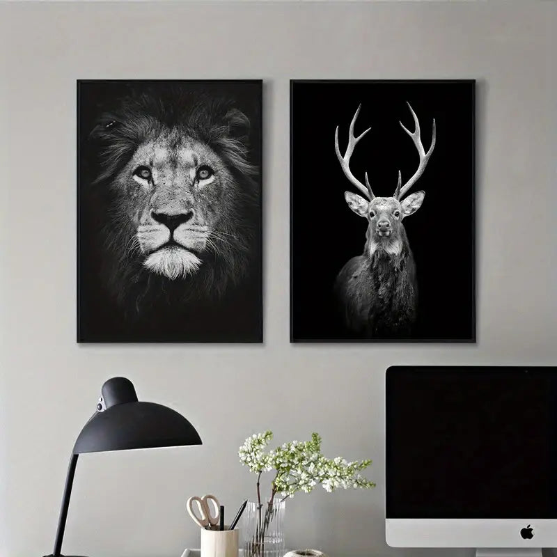 Set of 3 Animal Canvas Prints for Home Decor